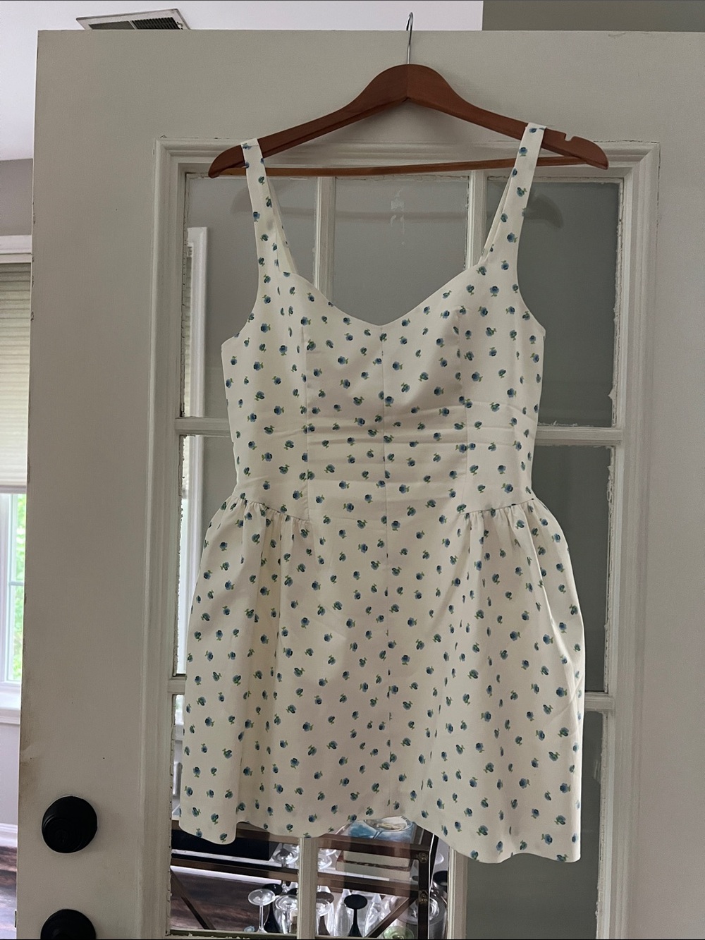 Zara Cream Mini Dress with Blue Floral Print
